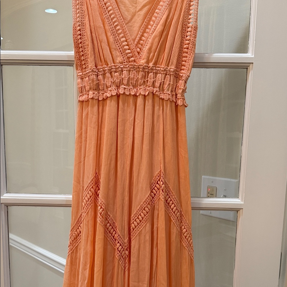 Chelsea & Violet Peach Boho Festival Maxi Dress Medium Sleeveless Summer Wedding - Picture 5 of 14